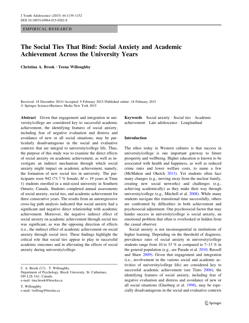 research paper of social anxiety
