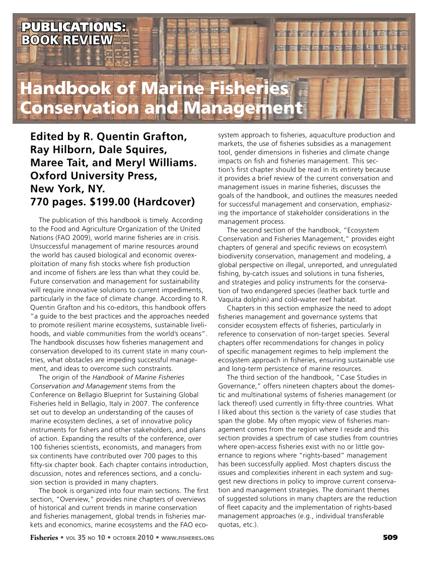 Pdf Book Review Handbook Of Marine Fisheries