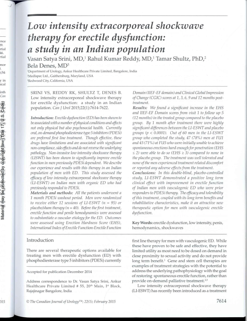 PDF Low intensity extracorporeal shockwave therapy for erectile