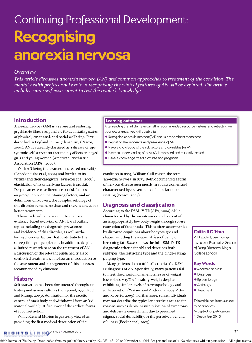 anorexia nervosa research paper pdf