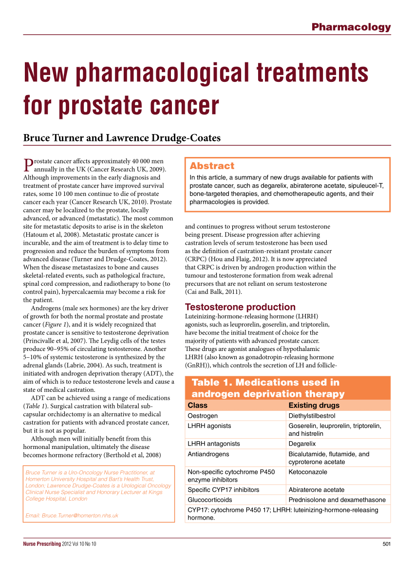 (PDF) New pharmacological treatments for prostate cancer