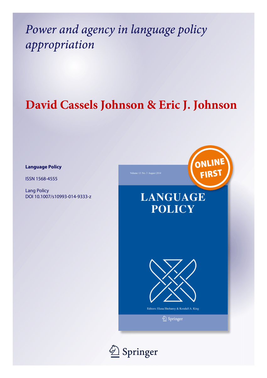 PDF) Power and agency in language policy appropriation