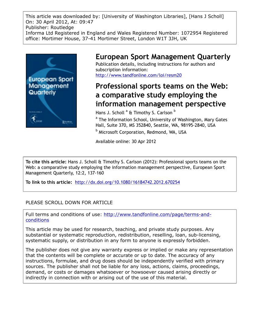 Pdf Professional Sports Teams On The Web A Comparative Study Employing The Information Management Perspective