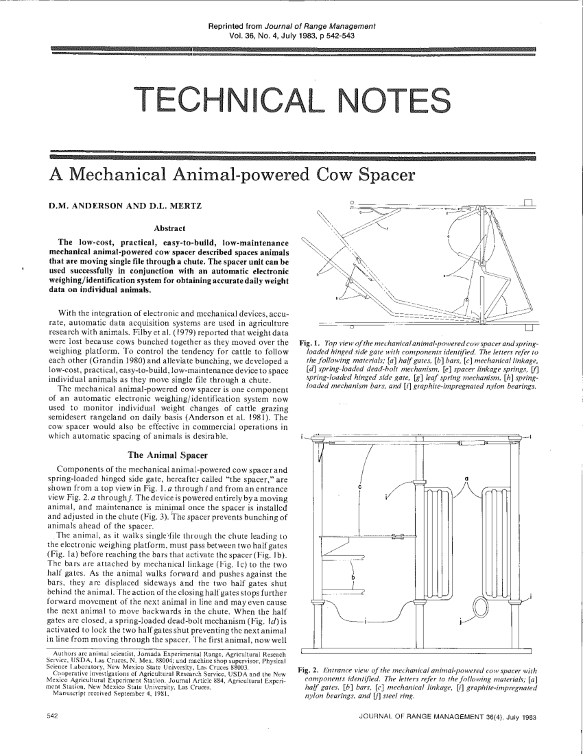 PDF A Mechanical Animal Powered Cow Spacer