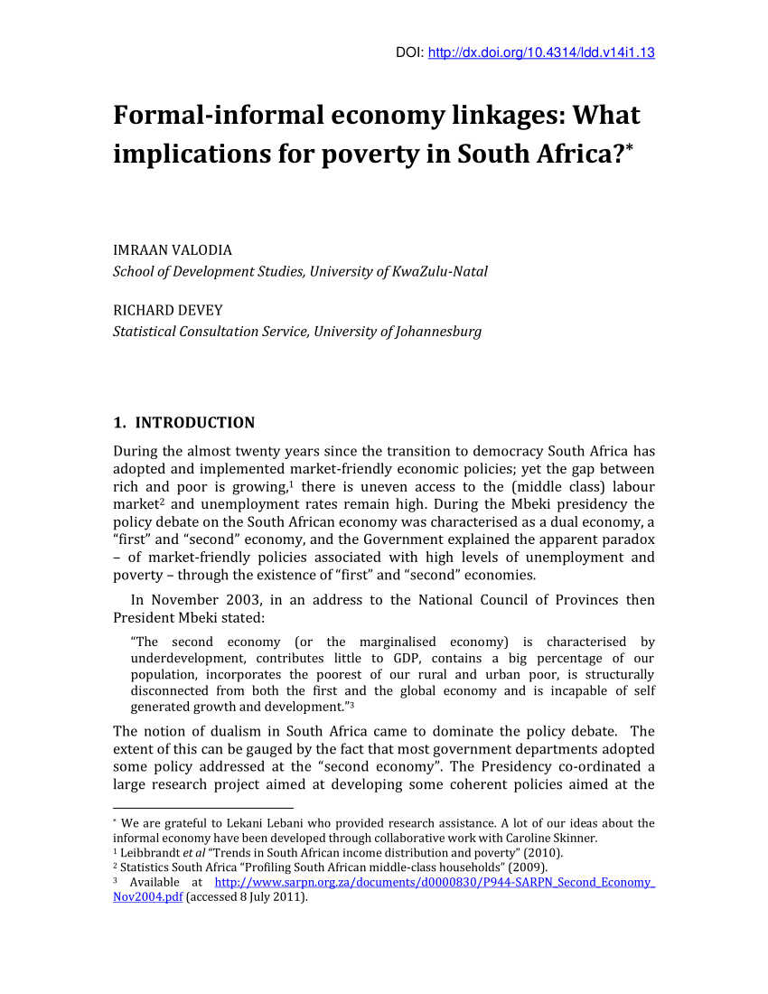 informal sector in south africa essay