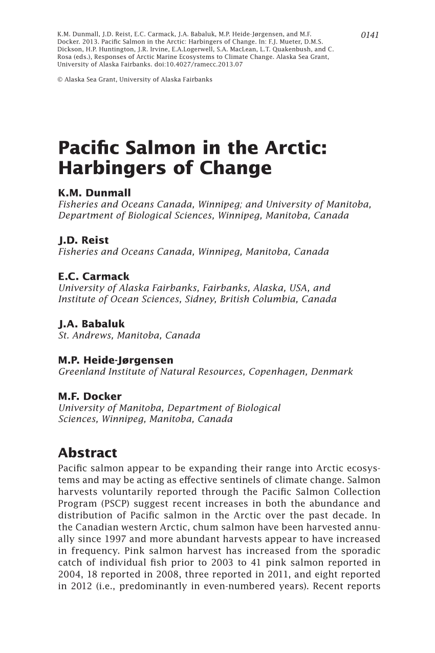 PDF) Pacific Salmon in the Arctic: Harbingers of Change
