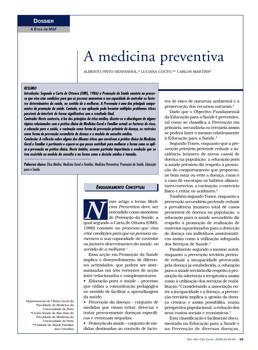 PDF) Conceituação, epidemiologia e prevenção primária