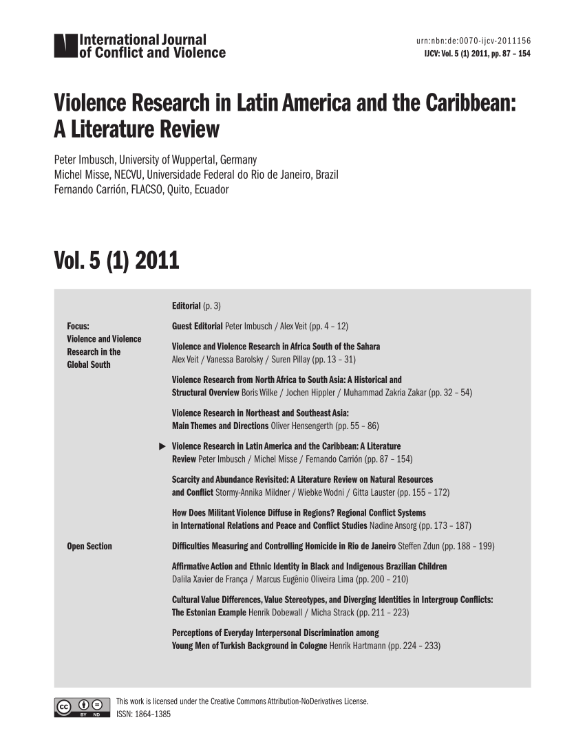 Pdf Violence Research In Latin America And The Caribbean A