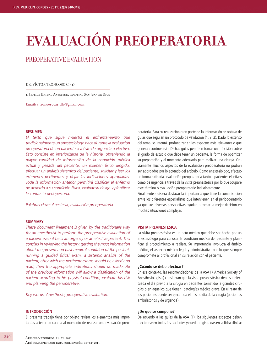 Pdf Evaluación Preoperatoria