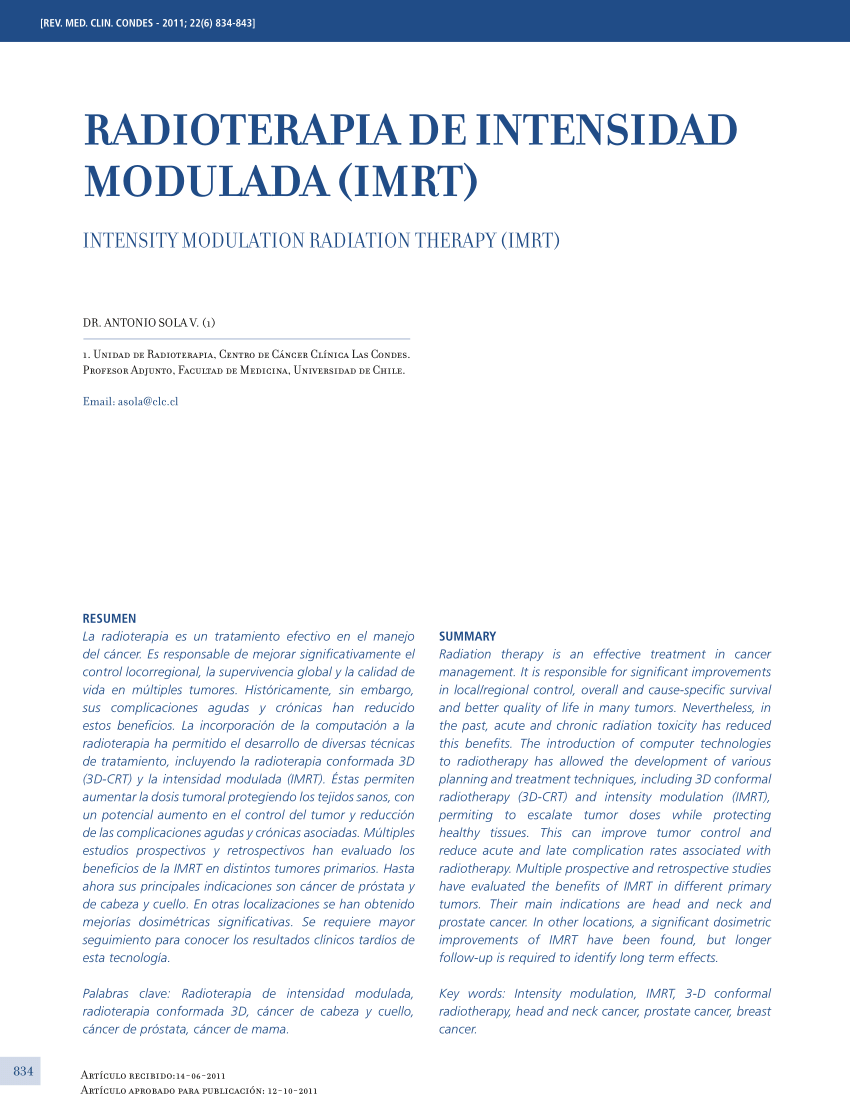 Pdf Radioterapia De Intensidad Modulada Imrt 4564