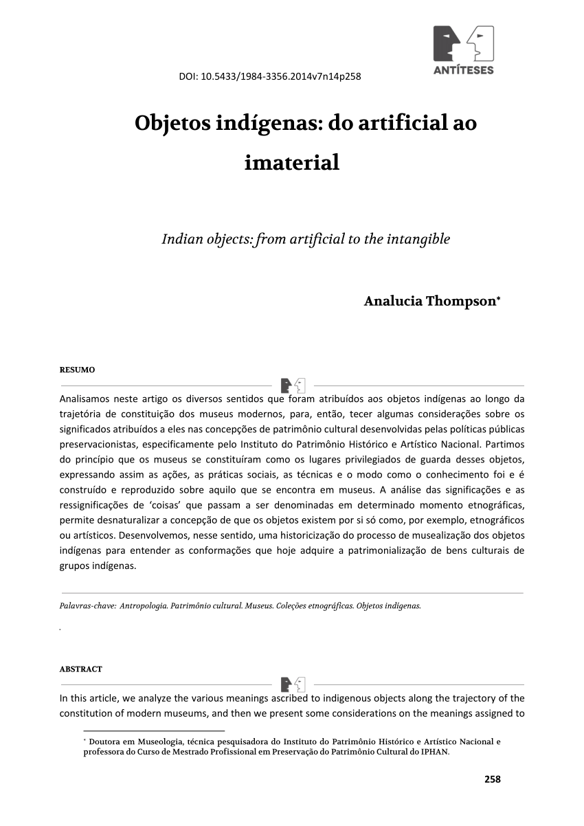 PDF) Se esconder para resistir, aparecer para existir»:  autorappresentazione e riscatto dei saperi presso il Museo Indigeno Anízia  Maria della comunità Tabajara e Tapuio-Itamaraty di Nazaré, Brasile