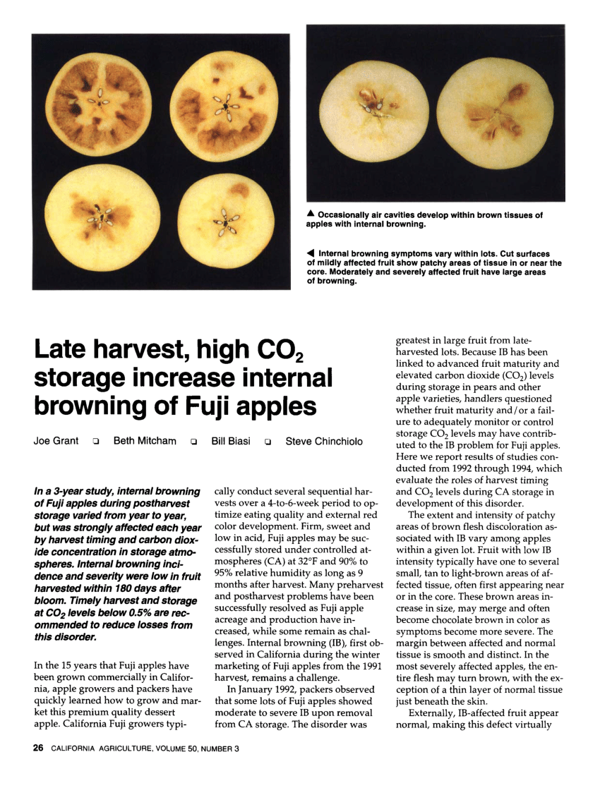 Fuji Apple Fruit Quality: Effect of Harvest Maturity and Storage  Temperatures