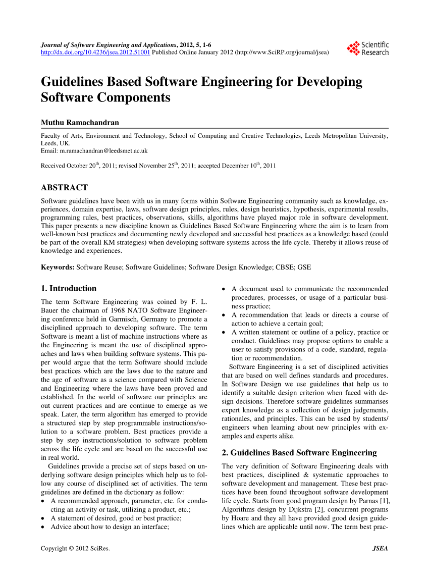 research paper on software engineering pdf