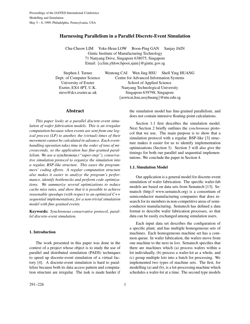 (PDF) Harnessing Parallelism in a Parallel Discrete-Event Simulation