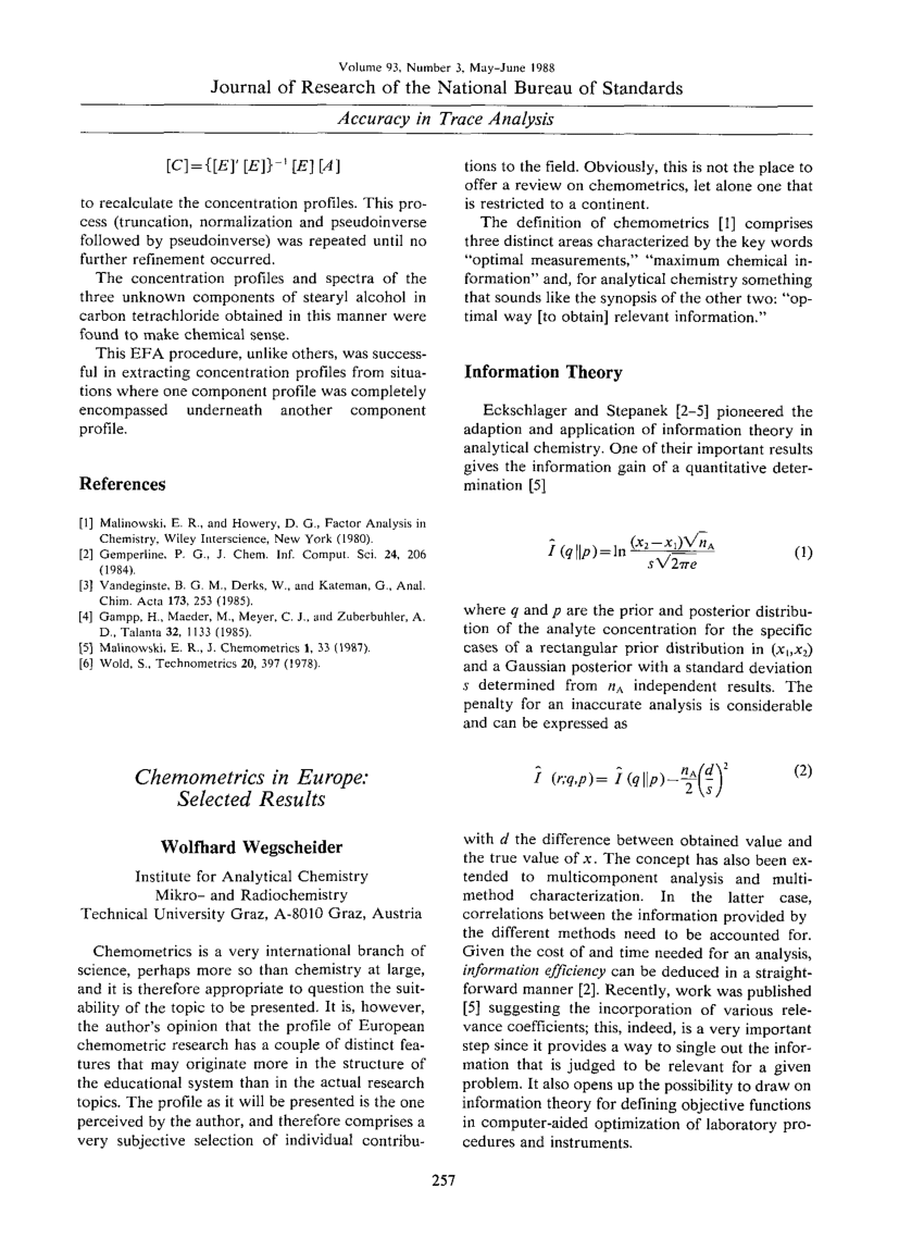 Pdf Chemometrics In Europe Selected Results