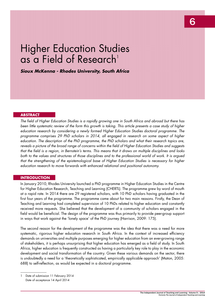 research topics about higher education