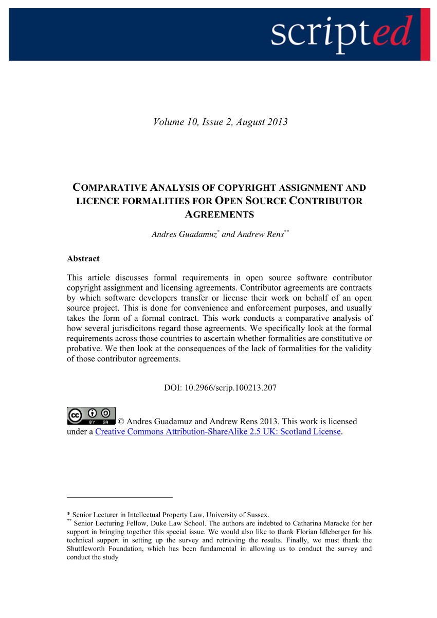 PDF) Comparative Analysis of copyright assignment and licence Inside copyright assignment agreement template