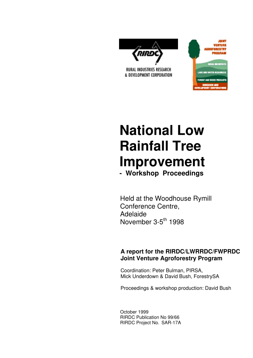 PDF) National Low Rainfall Tree Improvement - Workshop Proceedings