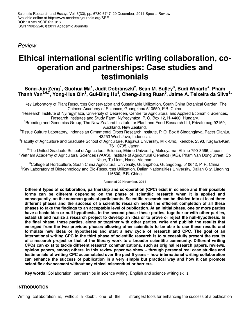 PDF) Ethical international scientific writing collaboration, co 