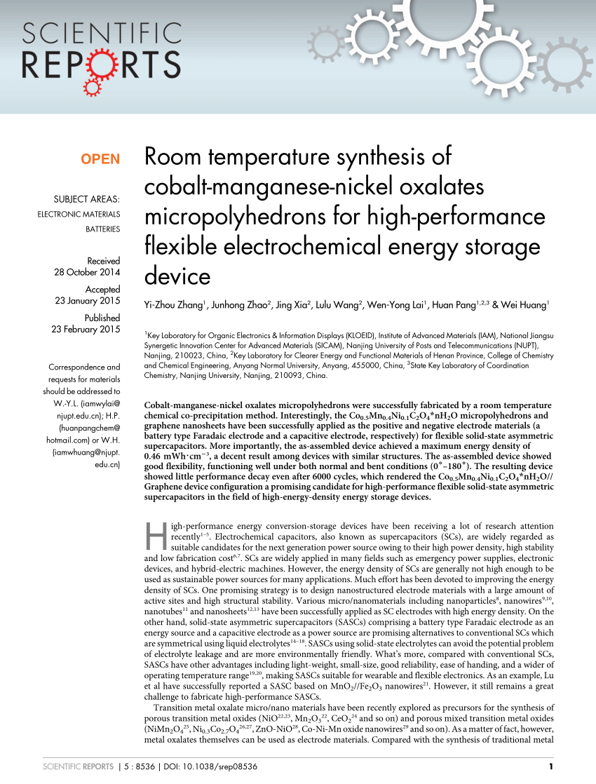 Pdf Room Temperature Synthesis Of Cobalt Manganese Nickel