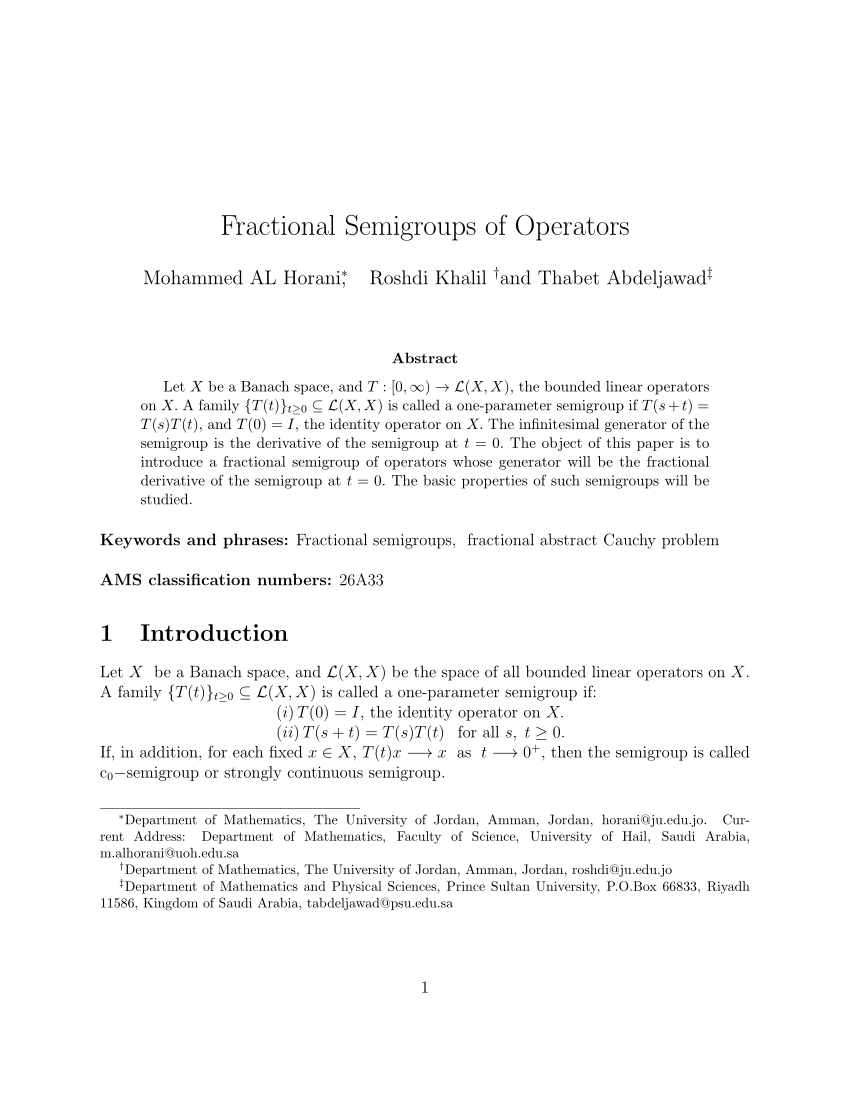 Pdf Conformable Fractional Semigroups Of Operators