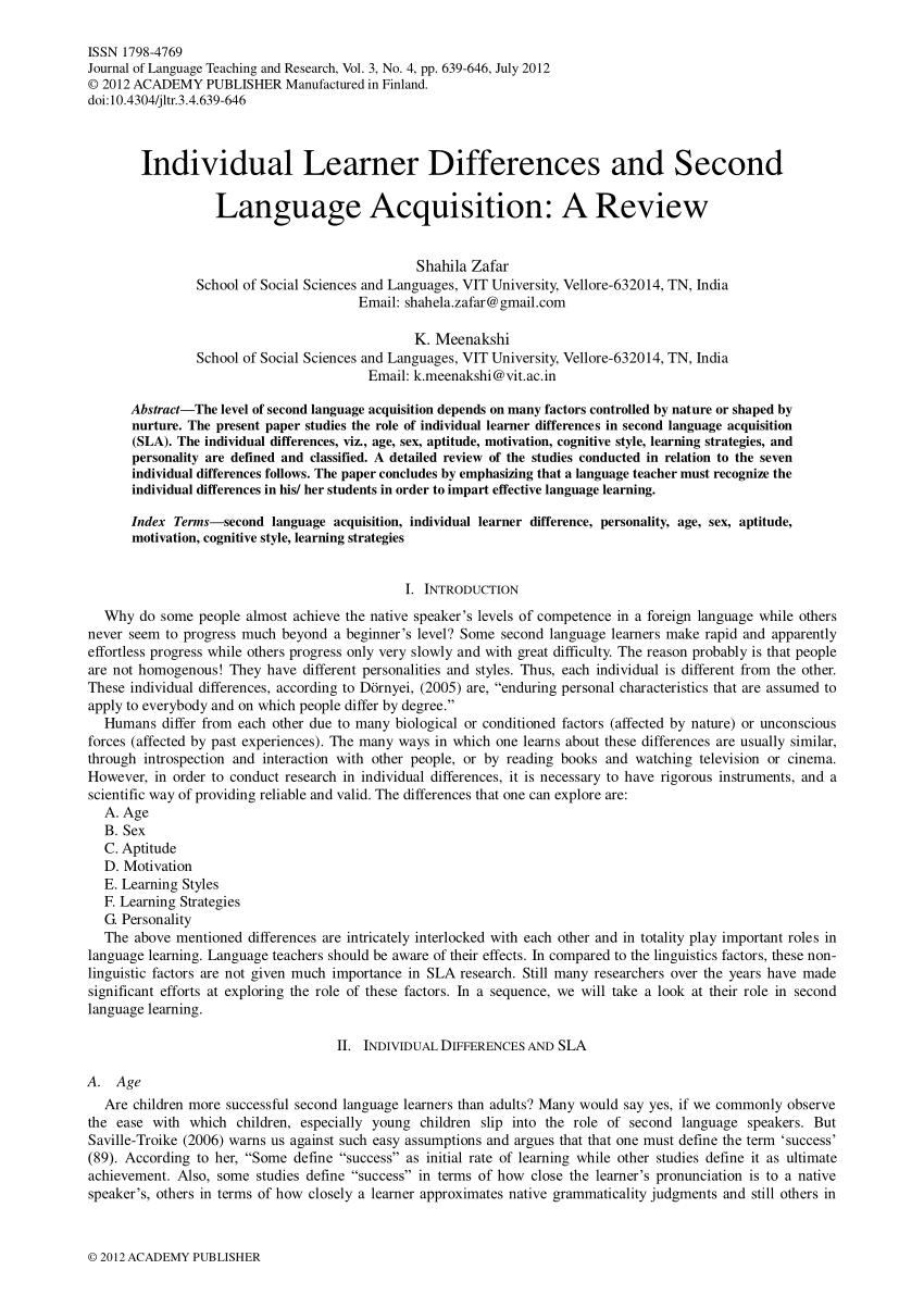 second language learning research paper