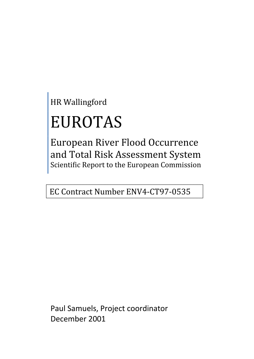 fox Hollow Adult PDF) EUROTAS European River Flood Occurrence and Total Risk Assessment  System Scientific Report to the European Commission