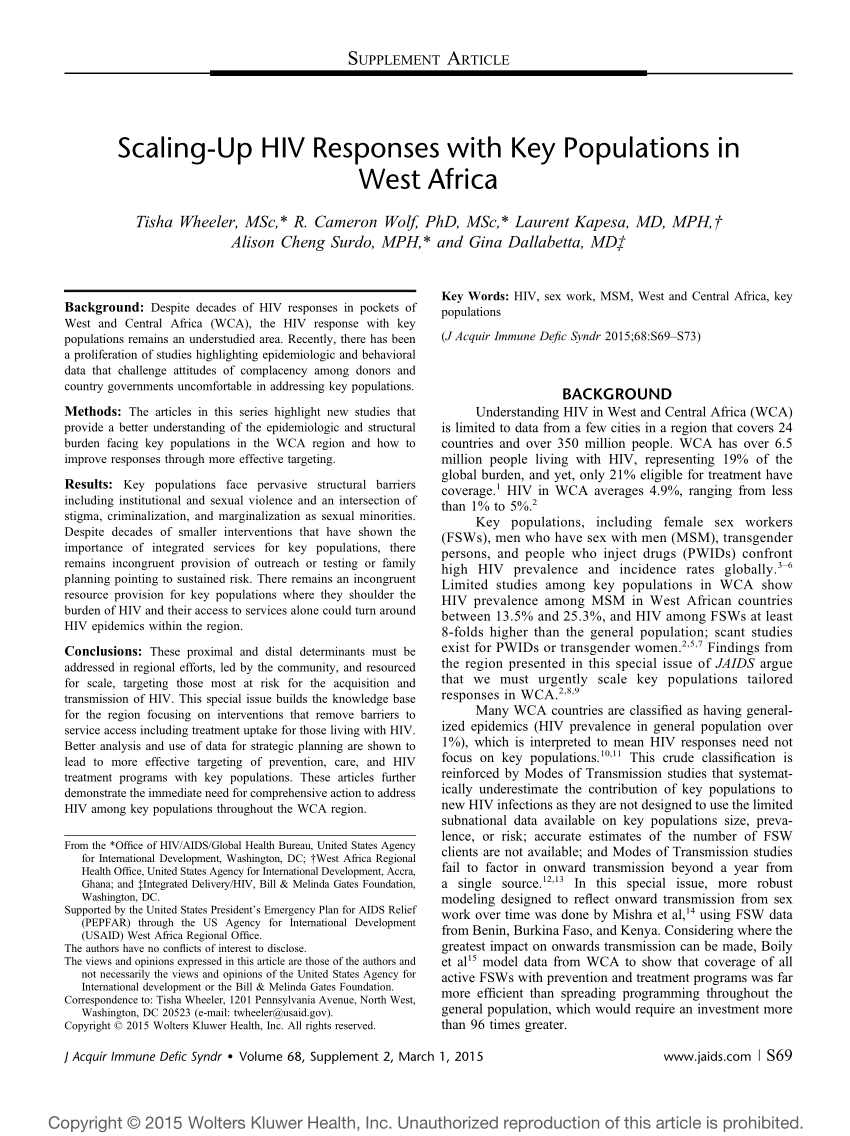 PDF) Scaling-Up HIV Responses with Key Populations in West Africa