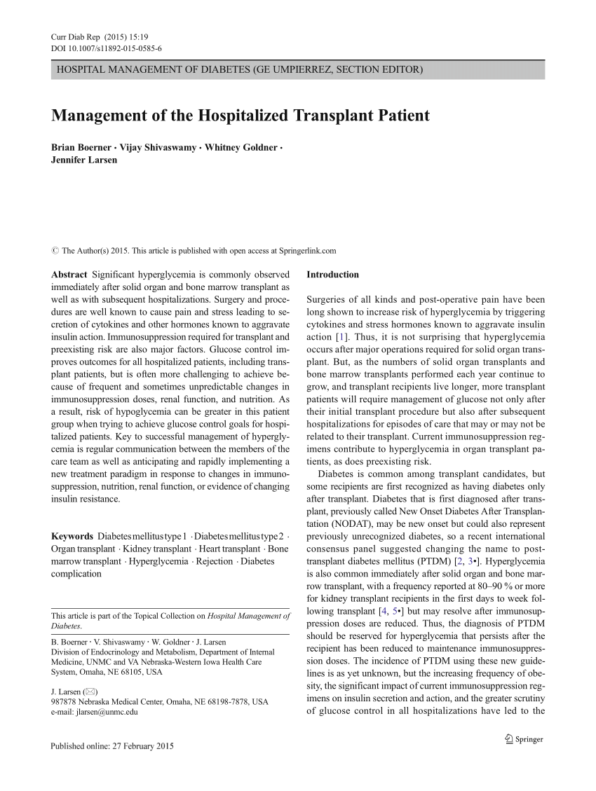 Pdf Management Of The Hospitalized Transplant Patient