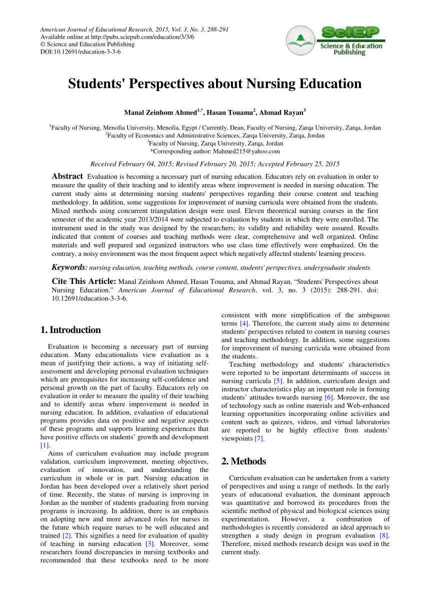 research paper about nursing education