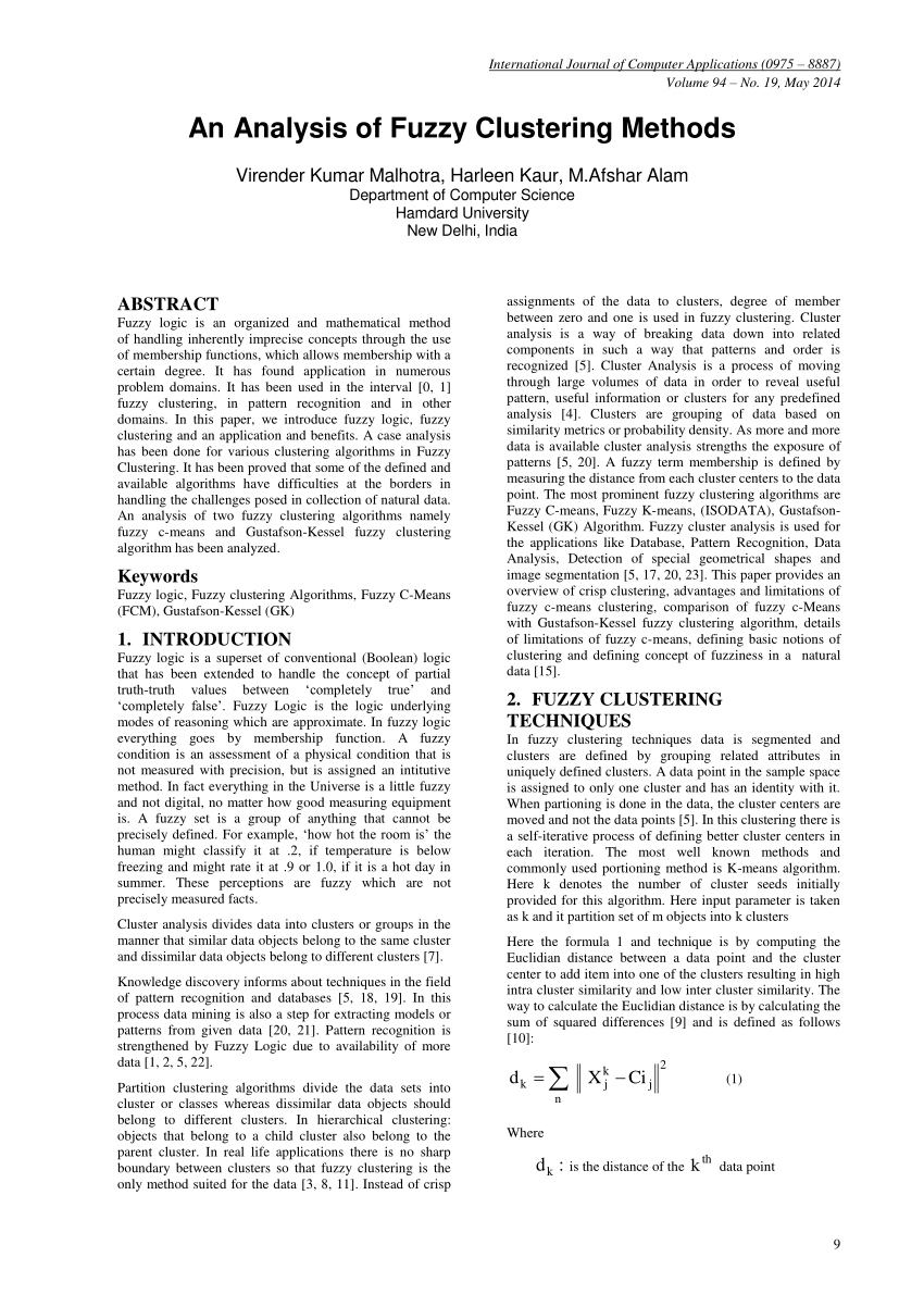 research paper on fuzzy clustering