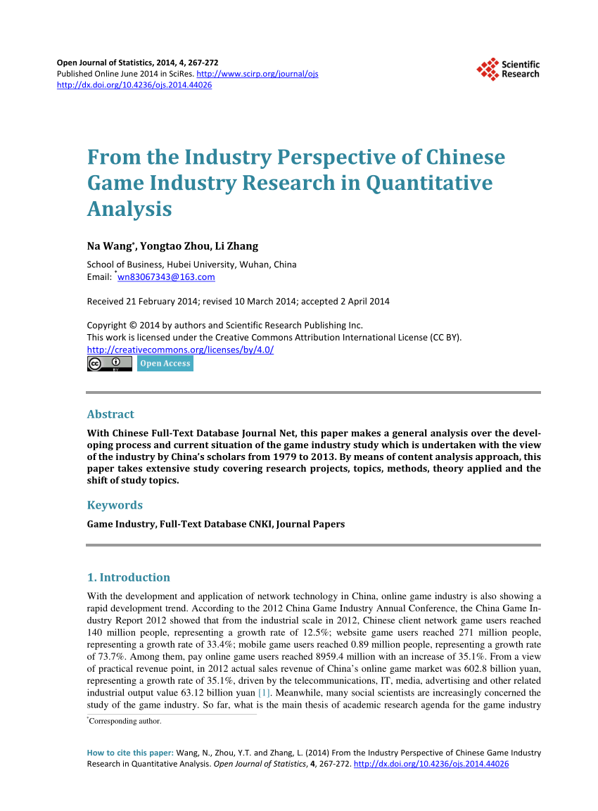 Pdf From The Industry Perspective Of Chinese Game Industry