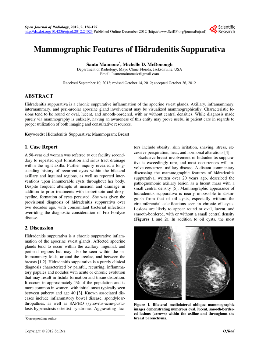Pdf Mammographic Features Of Hidradenitis Suppurativa