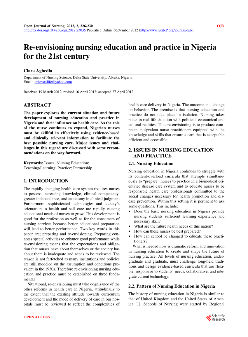 research topics in nursing in nigeria