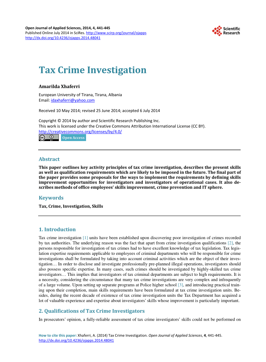 (PDF) Tax Crime Investigation