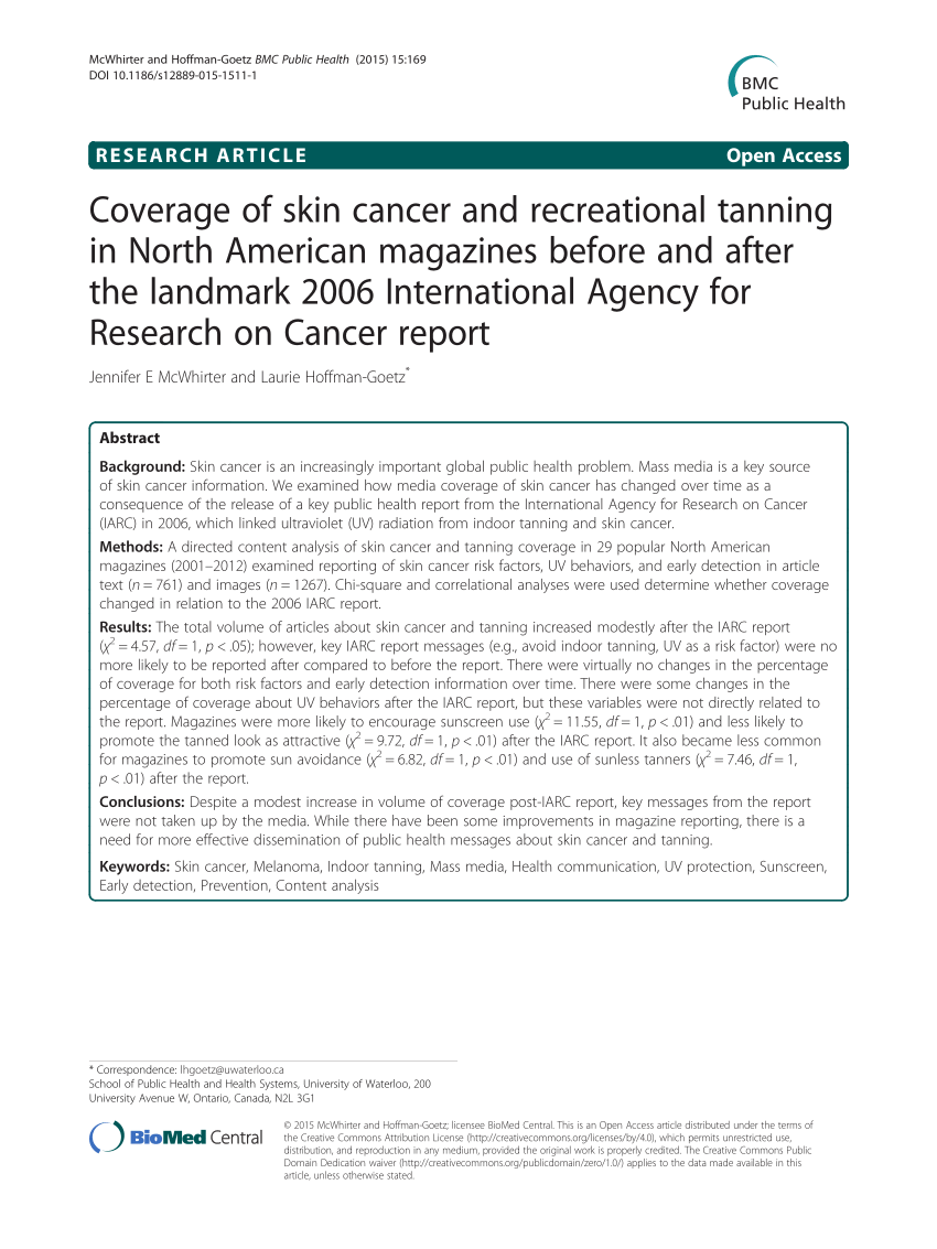research paper on sun tanning and skin cancer