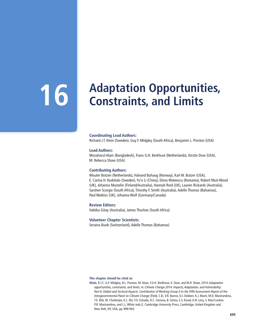 Pdf Adaptation Opportunities Constraints And Limits