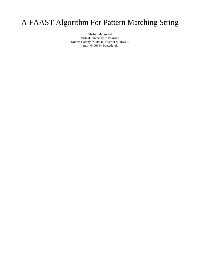  PDF String Matching FAAST Algorithm