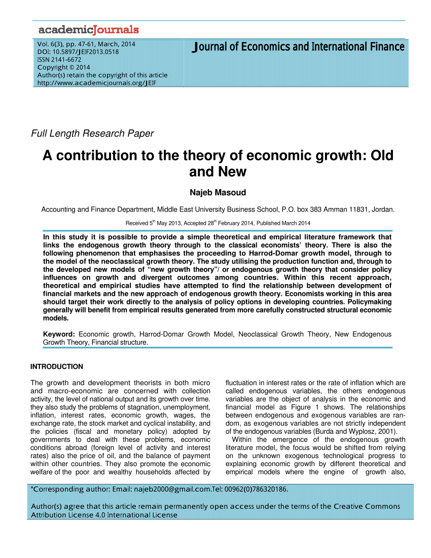 research on economic theory