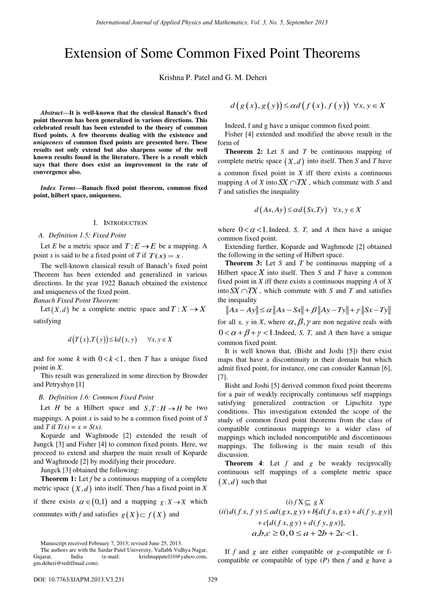 Pdf Extension Of Some Common Fixed Point Theorems
