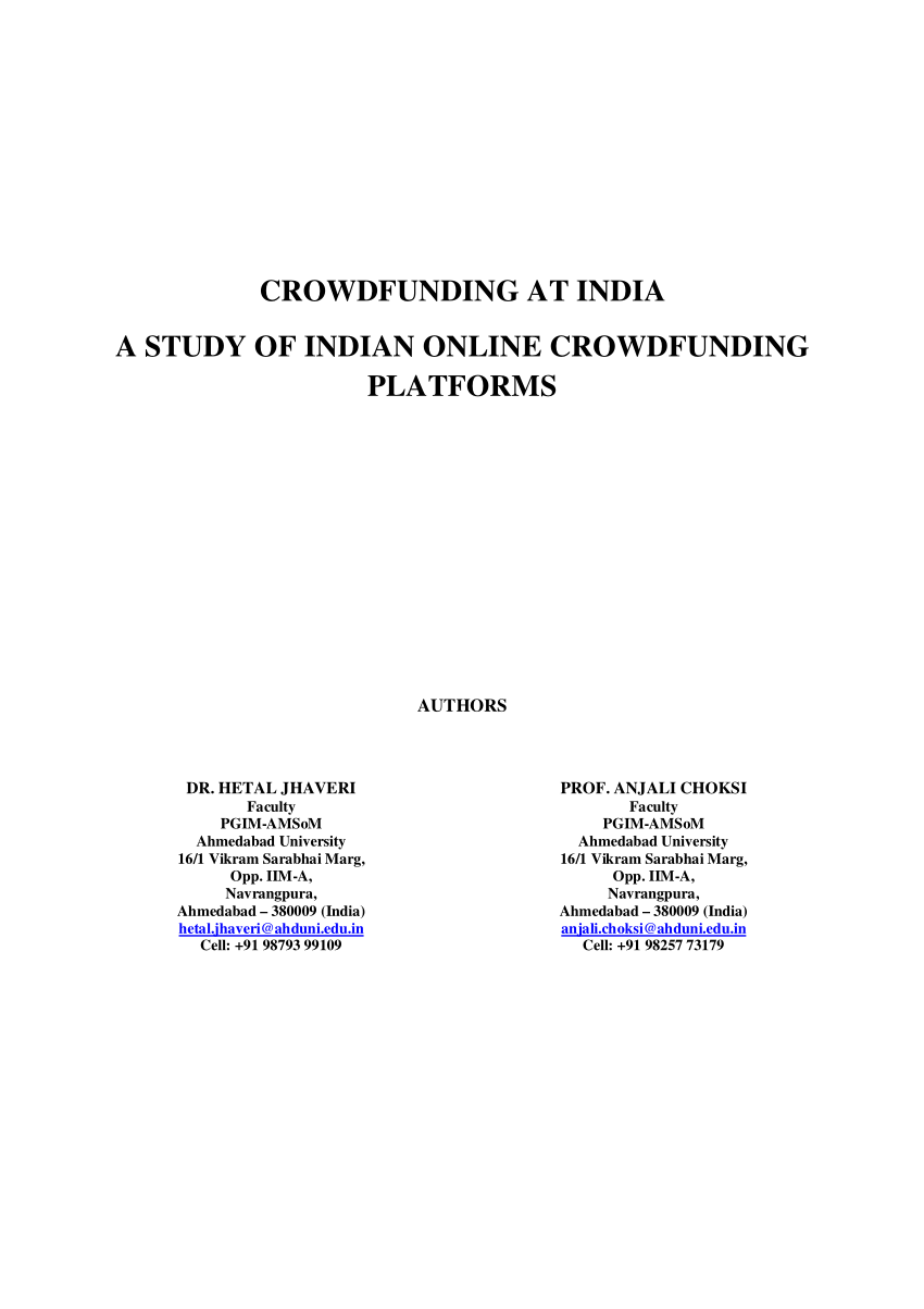 research paper on crowdfunding in india