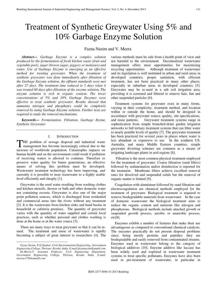 Role of Enzymes in Wastewater Treatment