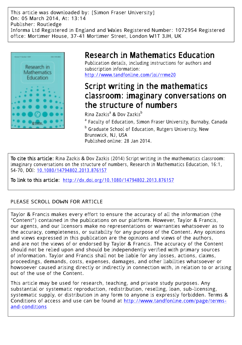 (PDF) Script writing in the mathematics classroom ...