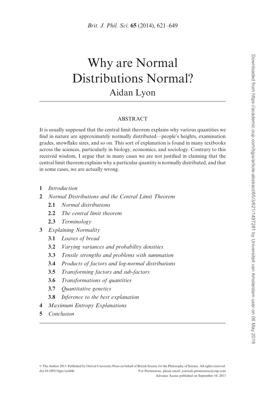 Pdf Why Are Normal Distributions Normal