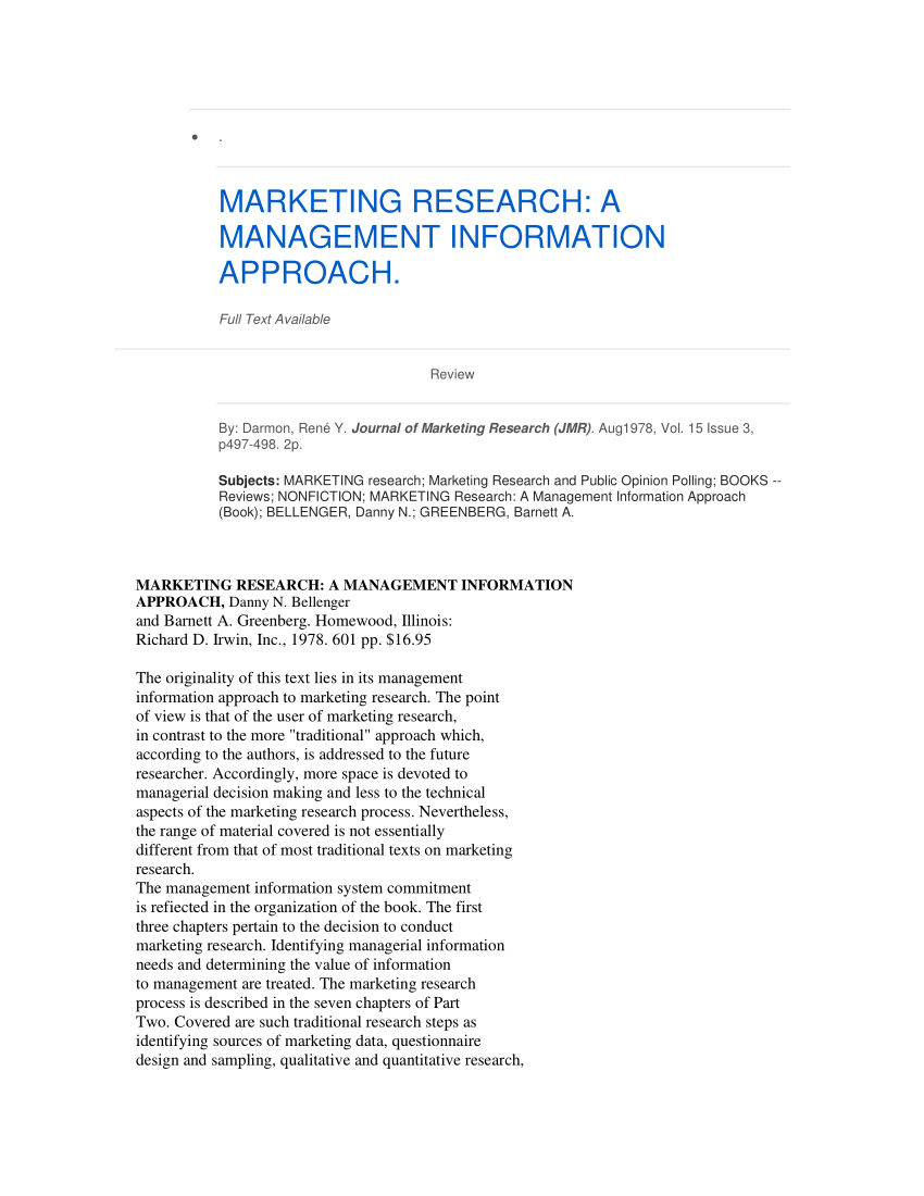 marketing research in marketing management pdf