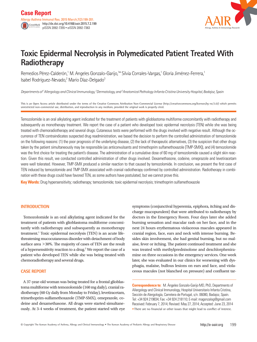 Pdf Toxic Epidermal Necrolysis In Polymedicated Patient Treated With