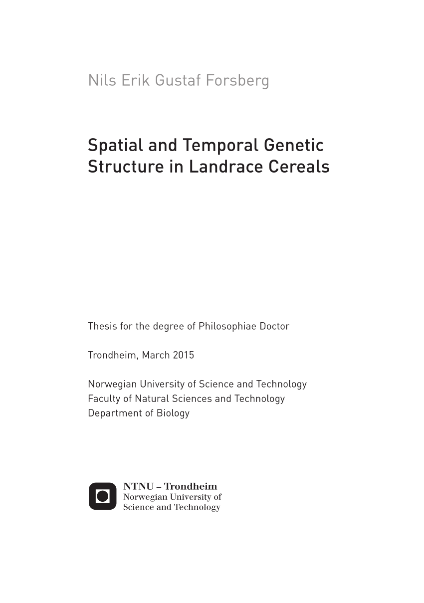 PDF) Spatial and Temporal Genetic Structure in Landrace Cereals
