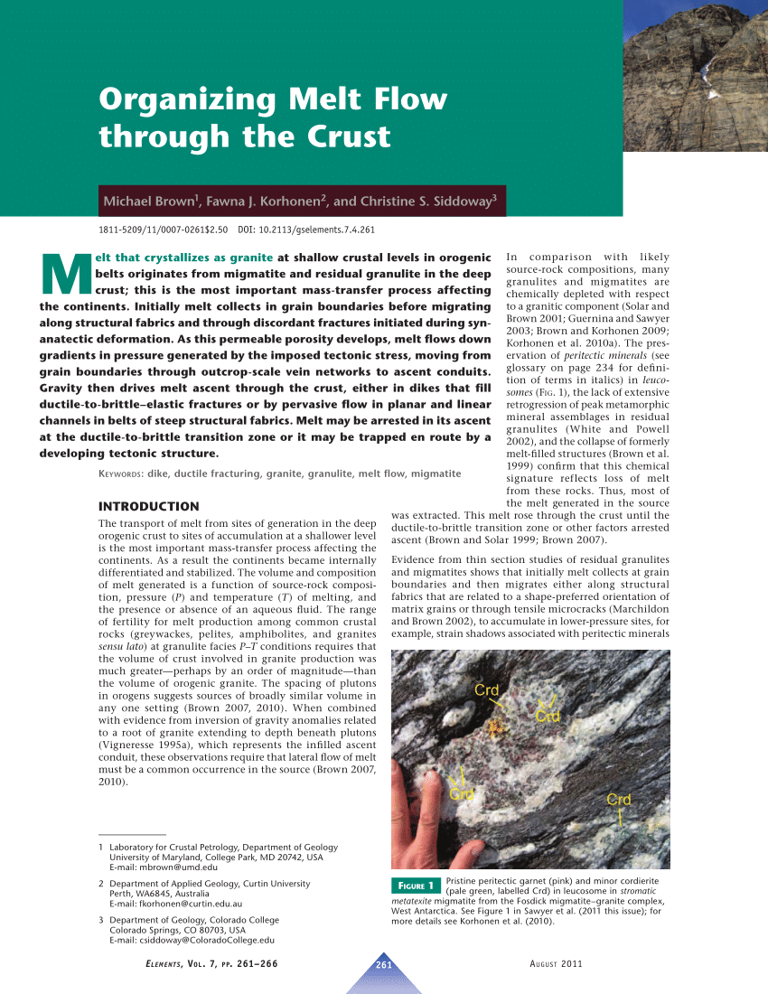 PDF) Organizing Melt Flow through the Crust