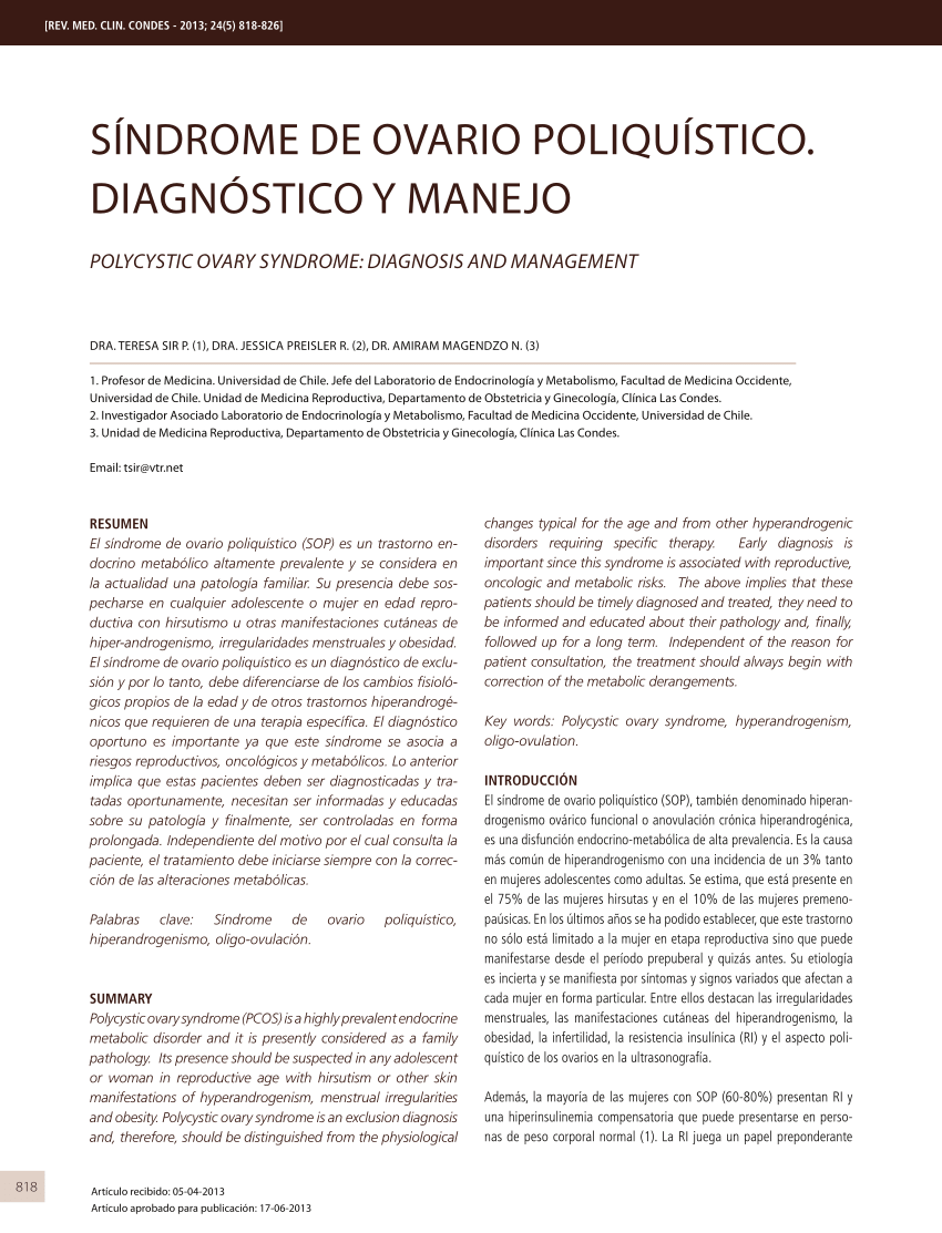 Pdf Síndrome De Ovario Poliquístico Diagnóstico Y Manejo 3275