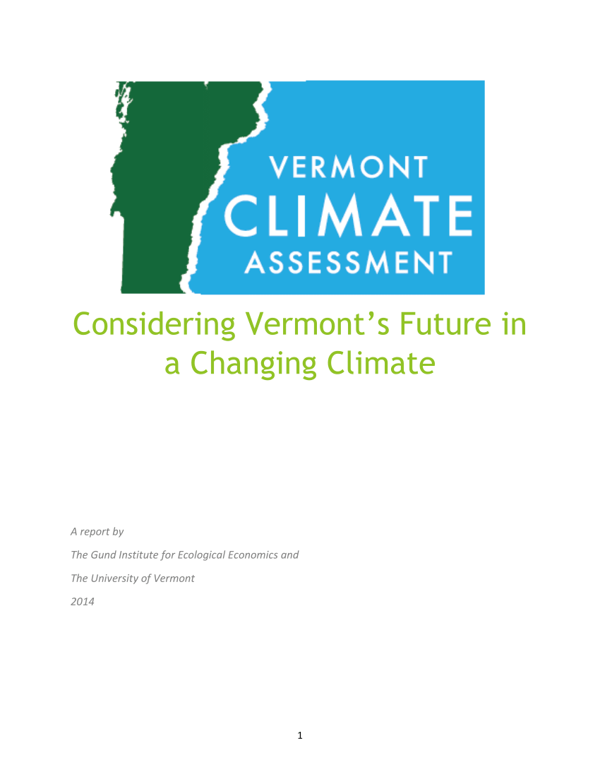 (PDF) Vermont Climate Assessment: Considering Vermont's Future in a